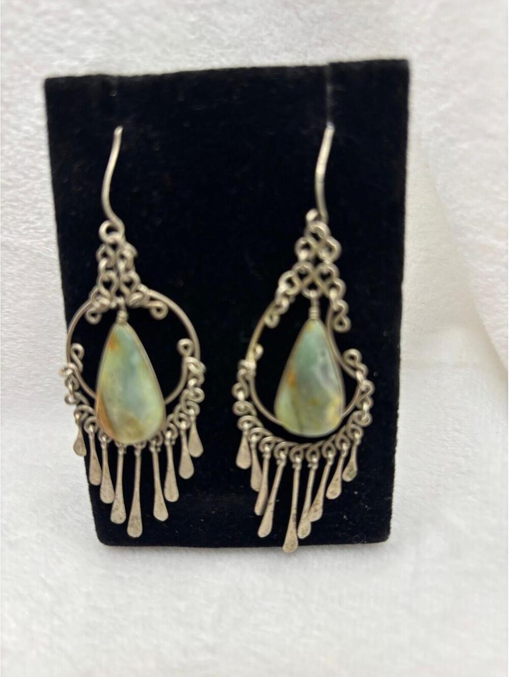 Handmade Art Deco Style Jasper Dangle Eattings